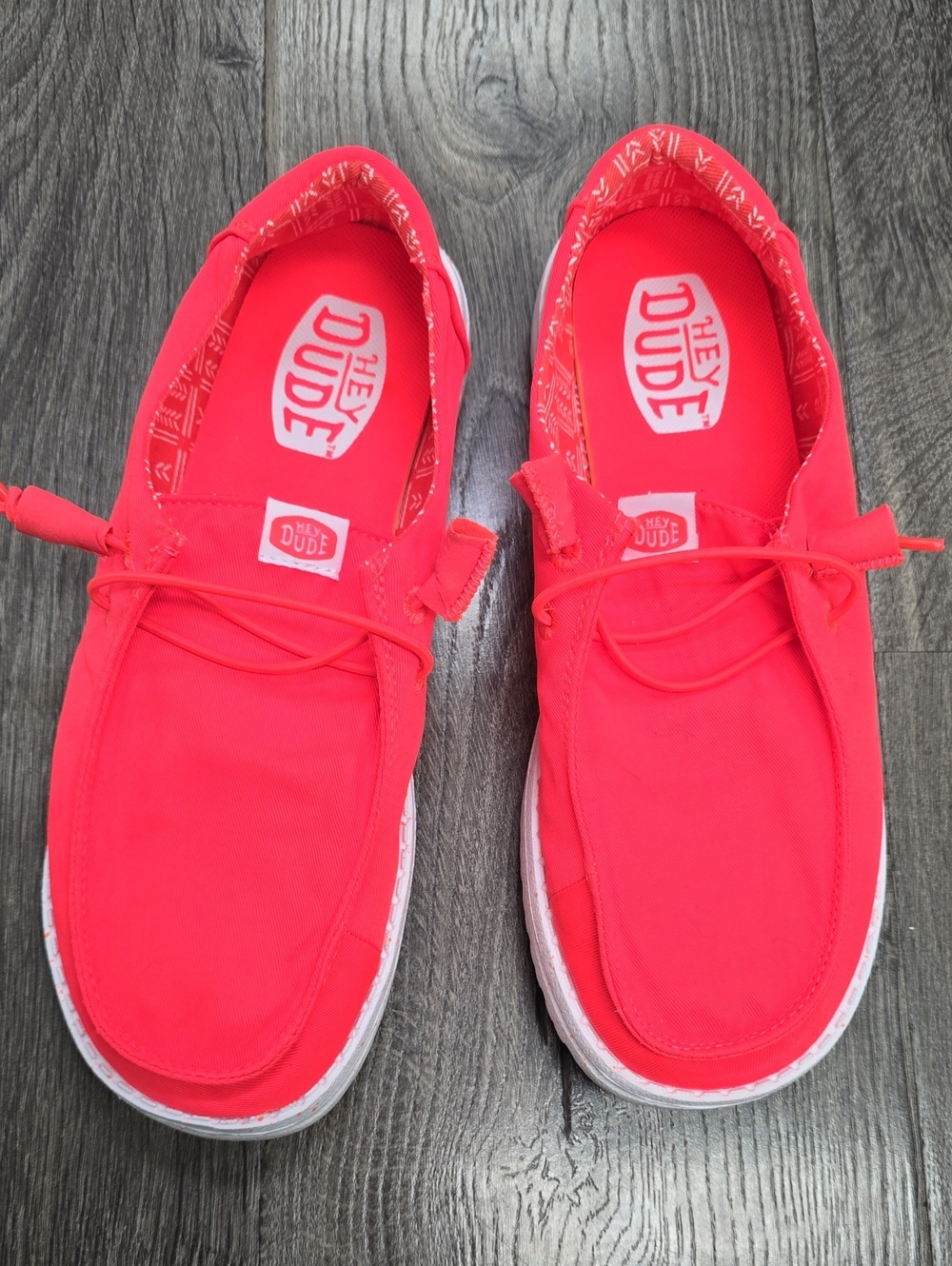 Hey Dude Neon Coral Canvas Slip-Ons